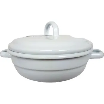 Bílá smaltovaná mísa s pokličkou White blue - Ø 20*8cm