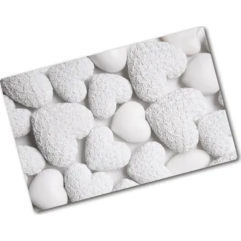 Kuchyňské prkénko Kuchyňská deska velká skleněná Bílé pozadí srdce