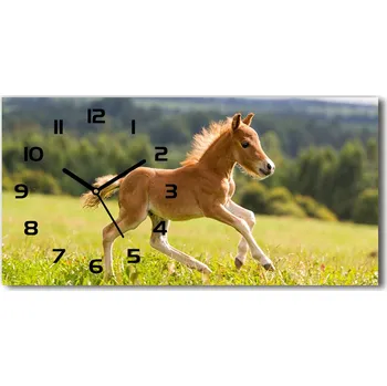 Hodiny Skleněné hodiny na stěnu Hříbě ve cvalu