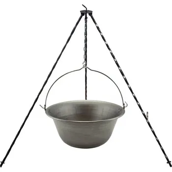 Kempingové nádobí Železný kotlík 6 L (0,75 mm) + klasická ocelová trojnožka 1 m