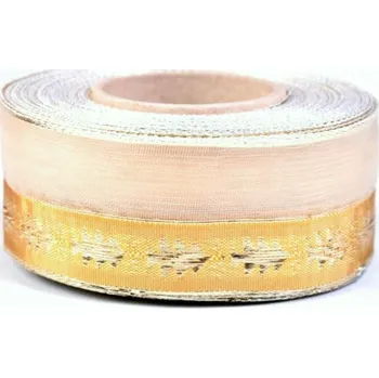 Stuha a.s. Plátnová stuha žlutozlatá s monofilem a lurexem, šíře 40 mm