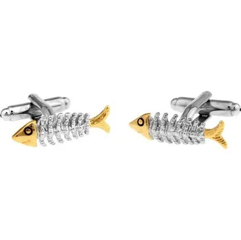 Manžetový knoflíček Manžetové knoflíčky rybářské, rybí kostra S patinou