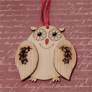 Vánoční ozdoba Dřevěná ozdoba - sovička