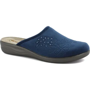 Dámské pantofle Pantofle papuče bačkory Inblu CF31 modré s kytičkou s koženou stélkou velikost: 37