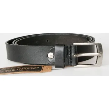 Opasek Kožený černý opasek 105 cm dlouhý z pevné silné kůže 30 mm široký