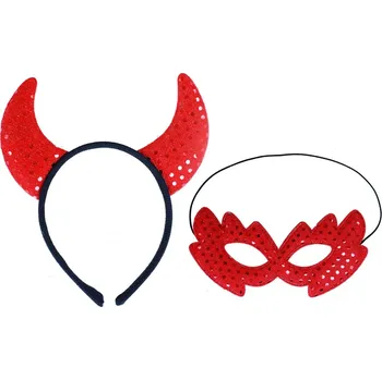 Karnevalový doplněk Rappa Rohy a škraboška čertice