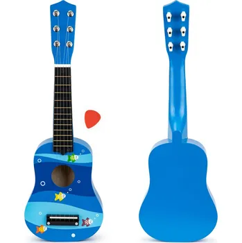 Hudební nástroj pro děti Eco Toys Dětská dřevěná kytara modrá