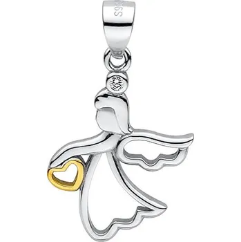 Přívěsek Olivie Stříbrný přívěsek ANDĚL se zlatým srdcem 4531 Ag 925; ≤1,2 g.