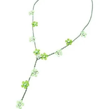Náhrdelník Náhrdelník jemný, zelené květiny s kamínky