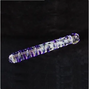 Dildo Skleněné dildo Nubby Violet s hrbolky, oboustranné
