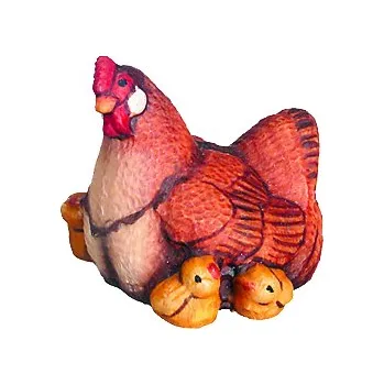 Vánoce Ornatis Slepice s kuřaty Provedení: Přírodní bez malování, Velikost stojících figur dospělých postav: 6 cm Dřevěná vyřezávaná socha Slepice s kuřaty