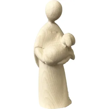 Vánoce Ornatis Pastýř s Ovečkou Provedení: Přírodní bez malování, Velikost stojících figur dospělých postav: 12 cm Dřevěná vyřezávaná socha Pastýř s Ovečkou