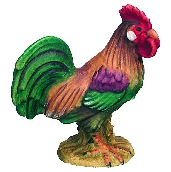 Vánoce Ornatis Kohout Provedení: Malovaná, Velikost stojících figur dospělých postav: 6 cm Dřevěná vyřezávaná socha Kohouta