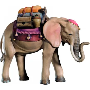 Vánoční dekorace Ornatis Slon s dary Provedení: Přírodní bez malování, Velikost stojících figur dospělých postav: 6 cm Dřevěná vyřezávaná socha Slona s dary