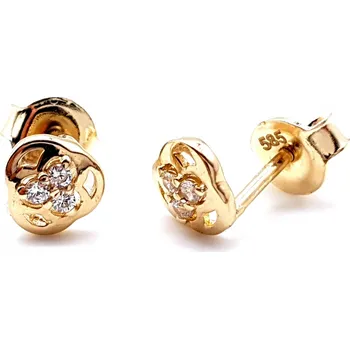 Náušnice Drobné trinity náušnice ze žlutého zlata na puzetu