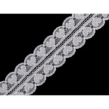 Krajka Silonová krajka / vsadka srdce šíře 30 mm, barva 1 Off White