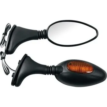 Zrcátko pro motocykl Lampa Italy, Moto zrcátko Fashion s blinkrem černé kvalitní univerzální zrcátko na motorku