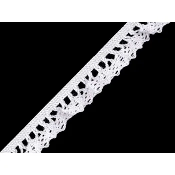 Krajka Bavlněná krajka / volánek šíře 10 mm paličkovaná elastická, barva 1 bílá
