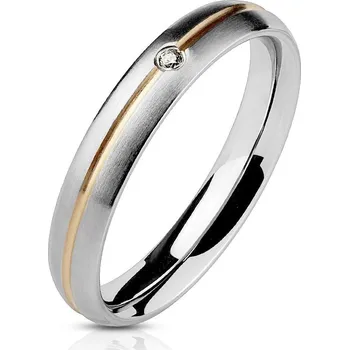 Prsten OPR0028 Dámský ocelový prsten matný se zirkonem (52)