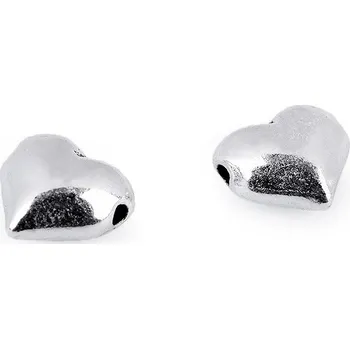 Šperk Kovový korálek srdce 8x8 mm, barva 1 stříbrná