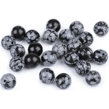 Korálek Obsidián vločkový, minerální korálky Ø8 mm, barva obsidián vločkový