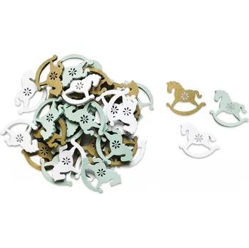 Vánoční dekorace Koník přízdoba dřevo 36ks/3cm mix mint (793390)
