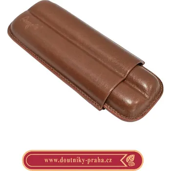 Penál Pouzdro na 2 doutníky Etue Angelo, hnědé, kožené, 170mm