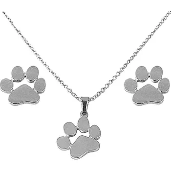 Souprava šperků Dámský set náušnice a řetízek s přívěskem tlapky z chirurgické oceli S846080