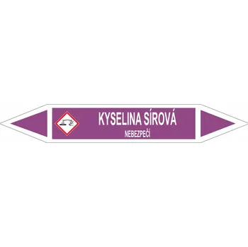 Oboustranná šipka GHS - Kyselina sírová Samolepka PVC 3: 672 x 105 mm