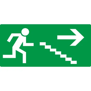 Únikový východ schodiště vpravo-dolů plast 0,5mm 300 x 150 mm