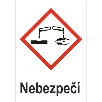 Značení GHS 05 Korozivní - Nebezpečí samolepící vinylová fólie A8 (74 x 52 mm)