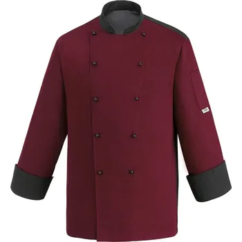 Gastro oděv EGOchef Kuchařský rondon bordový s lemováním - dlhý rukáv XXXL E-2028003C3XL