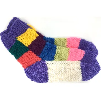 Ponožky od Magdy Ručně pletené veselé ponožky vel. 31-34 Barva: fialová-bílá