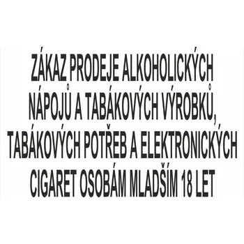 Zákaz prodeje alkoholu, tabáku, el. cigaret samolepící vinylová fólie 400 x 300 mm