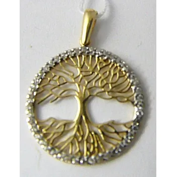 Přívěsek Klenoty Budín Zlatý přívěsek ve žlutém zlatě posetý zirkony - strom života 585/1,83gr HK3013 (Klenoty Budín Zlatý přívěsek ve žlutém zlatě posetý zirkony - strom života 585/1,83gr HK3013)