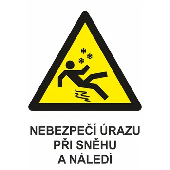 Nebezpečí úrazu při sněhu a náledí UV tisk plast 3mm 400 x 300 mm