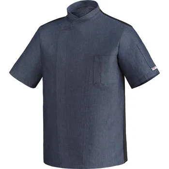 Gastro oděv EGOchef Kuchařský rondon OTTAVIO cool vent JEANS (polybavlna) - krátky rukáv 4XL E-2065070F4XL