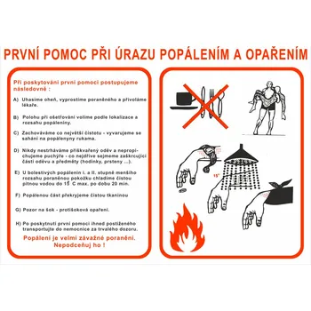 Pravidla první pomoci První pomoc při úrazu popálením a opařením samolepící vinylová fólie A3 (420 x 297 mm)