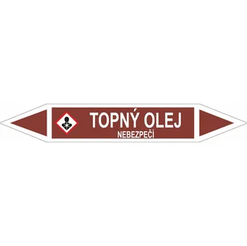Oboustranná šipka GHS - Topný olej Samolepka PVC 2: 472 x 74 mm