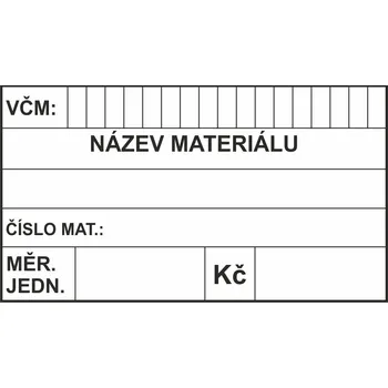 Název materiálu (číslo max, měr. jedn., Kč) samolepící vinylová fólie 75 x 130 mm