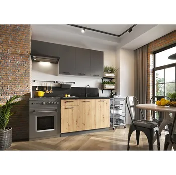 Kuchyňská linka Kuchyňská linka Clara 180 cm grafitově šedá/dub artisan