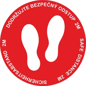 Značení PROSÍM DODRŽUJTE ODSTUP 2M (CZ, ENG, DE) - červená 300 x 300 mm