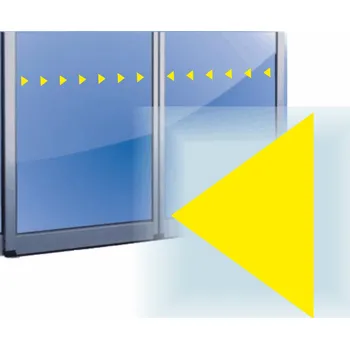 Označení prosklených ploch - trojúhelník žlutá samolepící vinylová fólie pás 5 x 80 cm