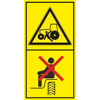 Nebezpečí přejetí - Přeprava osob povolena jen na místech k tomu určených samolepící vinylová fólie 85 x 45 mm