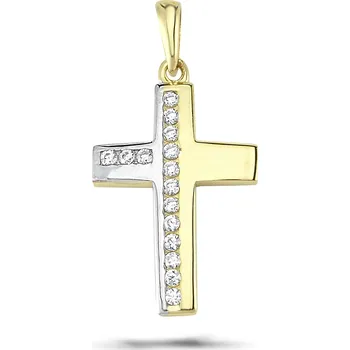 Přívěsek Lillian Vassago Přívěsek se zirkony z kombinovaného zlata Křížek LLV66-GP176
