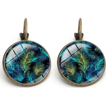 Náušnice Náušnice s francouzské háčky---Paví peří 2 (bronzová barva)