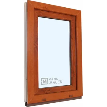 Okno Plastové okno - KNIPPING 70 AD, 600x1200 mm, OS, zlatý dub Otevírání: pravé (OSp), Sklo: čiré, Barva, imitace: zlatý dub/bílá (jednostranně) + příslušenství a montážní materiál zdarma