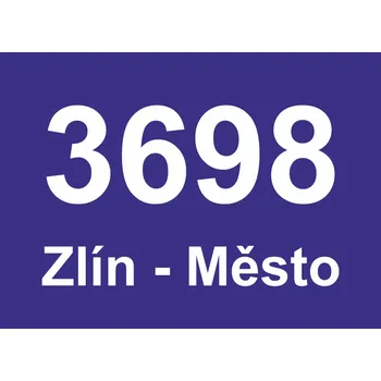 Značení Číslo popisné - Zlín plast 5 mm 220 x 160 mm