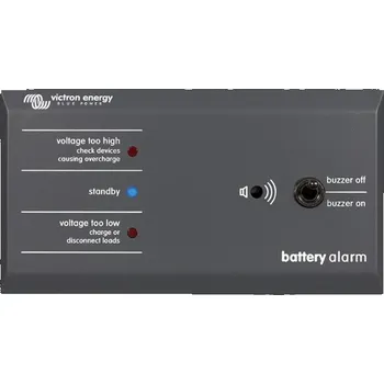Nabíječka autobaterie Bateriový alarm Victron Energy s akustickým a vizuálním alarmem stavu nabití baterií 12V nebo 24V (Ochrana baterie před nadměrným přebíjením nebo vybíjením akumulátoru)
