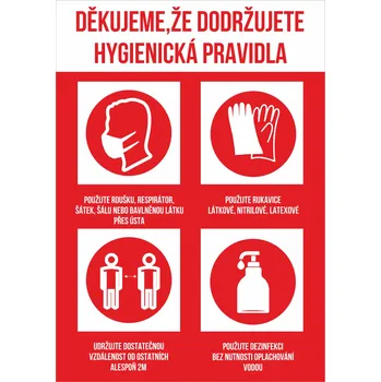 Dodržujte hygienická pravidla červená 300 x 200 mm